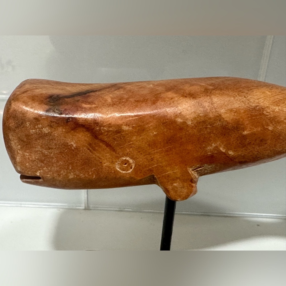 Vintage Hand Crafted Wood Marine Whale Figurine Wood Curved Whale Decor long - Picture 3 of 12